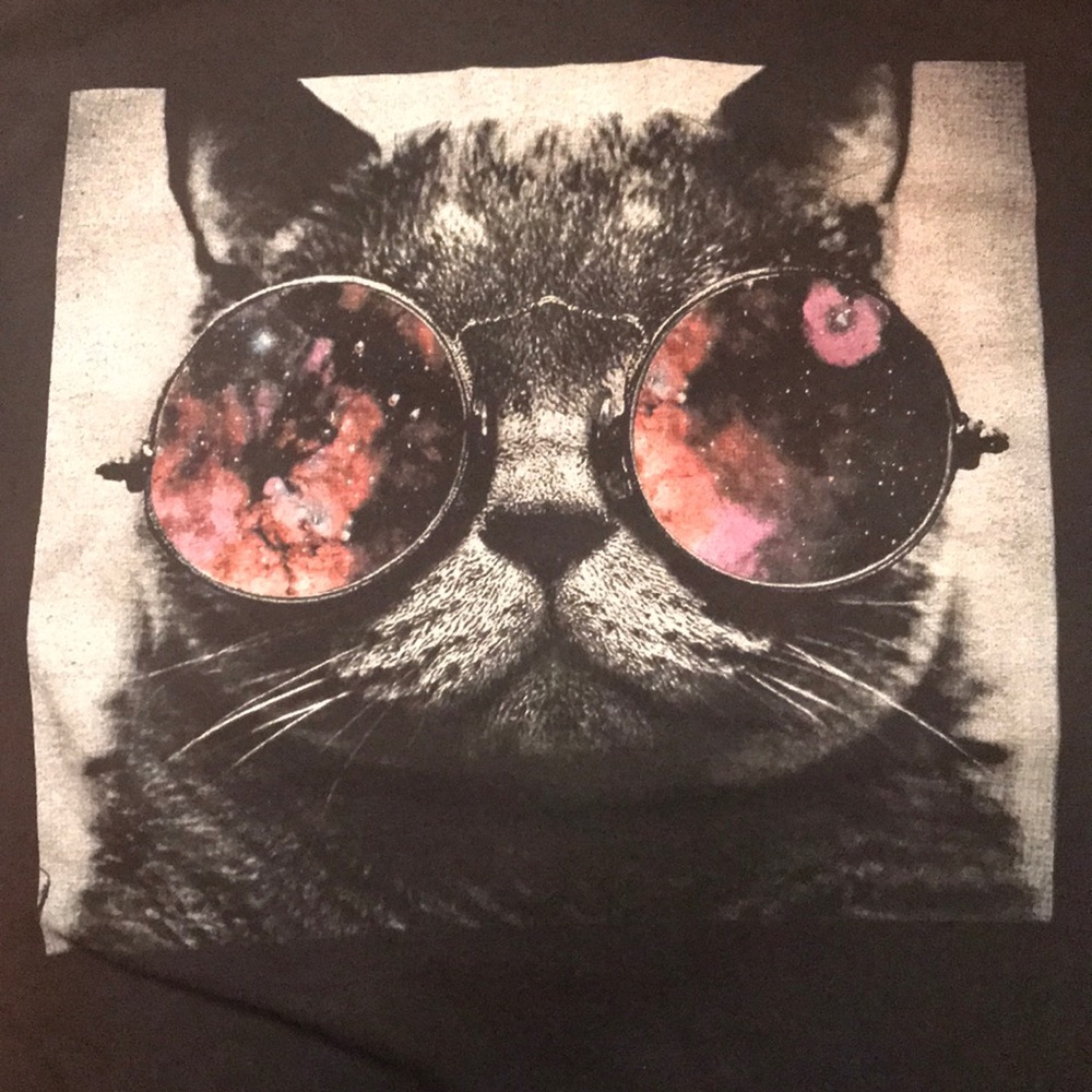 MENS LARGE SPACE KITTY CAT T-SHIRT